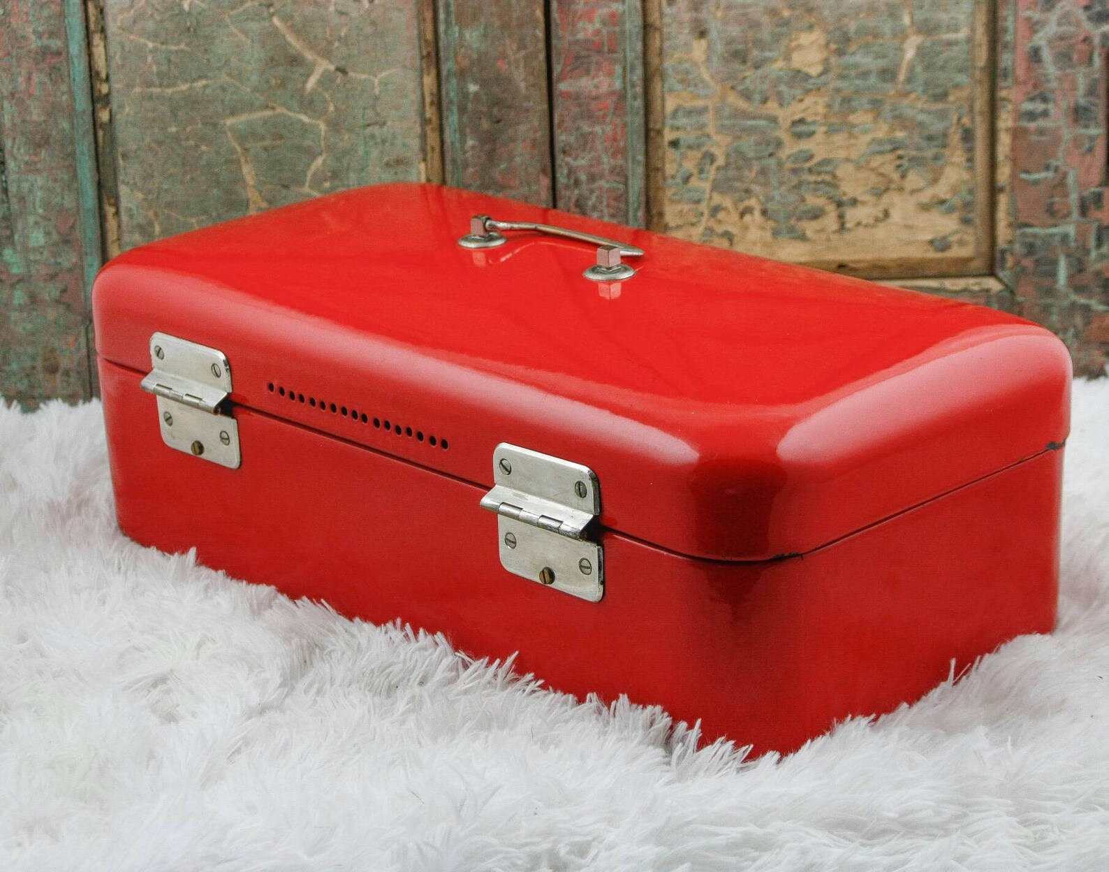 Vintage Enamel Bread Box Enamelware Bin Food Storage Container Etsy