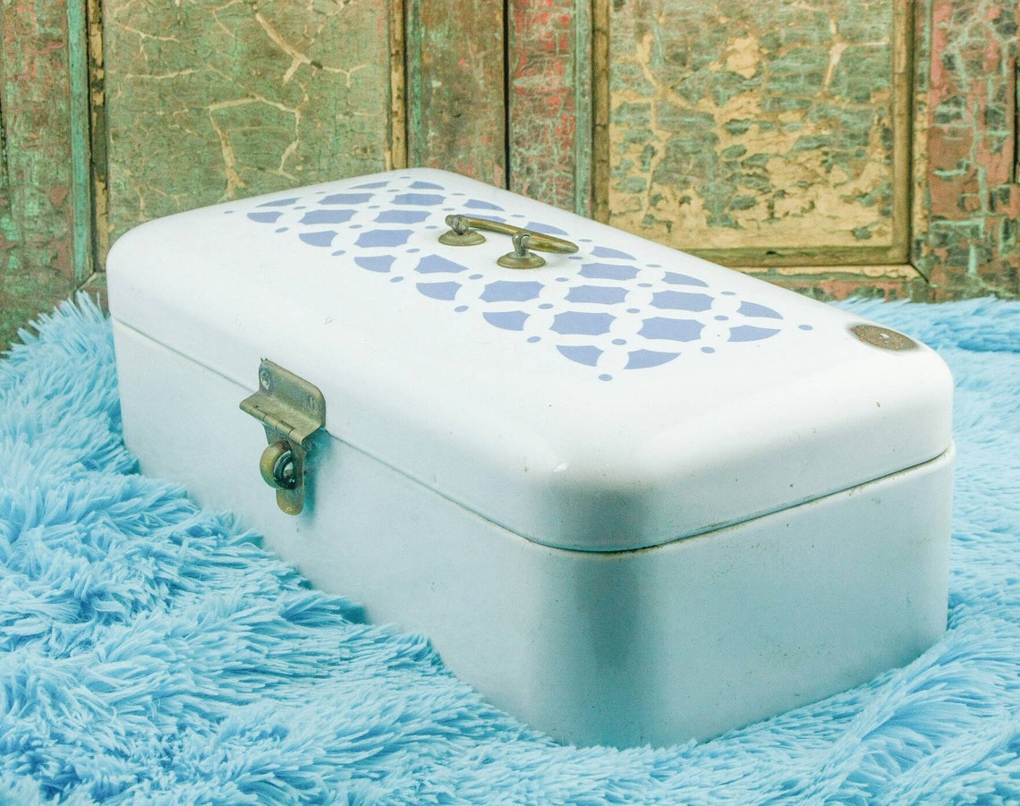 Enamel BREAD BOX Enamelware Bread Bin Large ART Deco Boite a Etsy