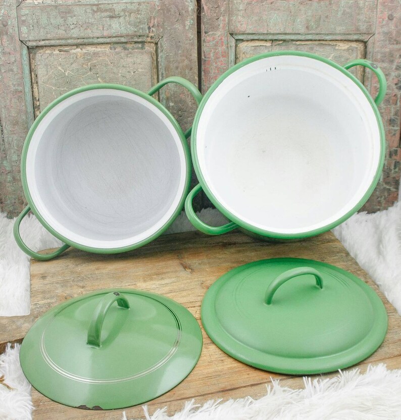 Dutch Enamelware Pan Set Camping Cookware C1950 Enamel Reseda Etsy