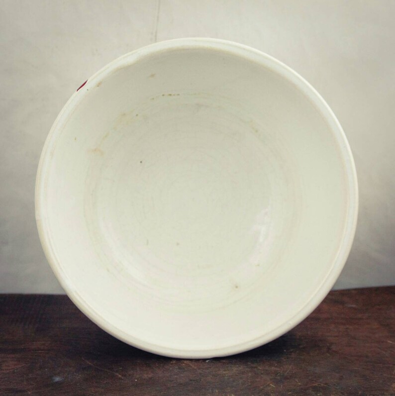 Ceramic footed bowl white with pink floral design