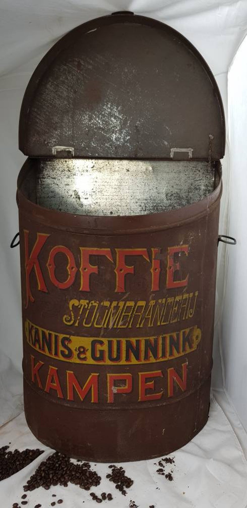Hugh KANIS /& GUNNINK Kampen Metal Coffee Tin c1920 Dutch Coffee Box Jar Canister Bin Megalarge Rare Netherlands