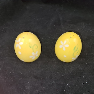 Vintage PASQUA Set di saliera e pepe design floreale GIALLO Primavera