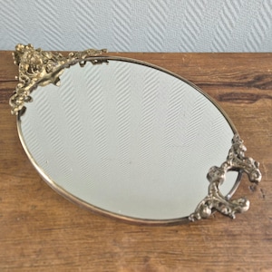 Antique Crest Mirror Brass Edge Bronze Ornaments w. Angel Vanity Mirror Wall Mirror