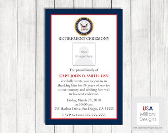 Navy Retirement Ceremony Invitation Printable Us Navy Etsy