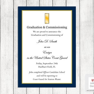 Coast Guard Graduation and Commissioning Ceremony Announcement, Printable Coast Guard Commissioning Ceremony Announcement, Coast Guard