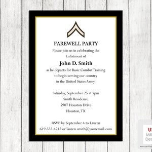 Army Farewell Invitation, Printable Army Farewell Invitation, Army Enlistment Invitation, US Army Enlistment Party Invitation