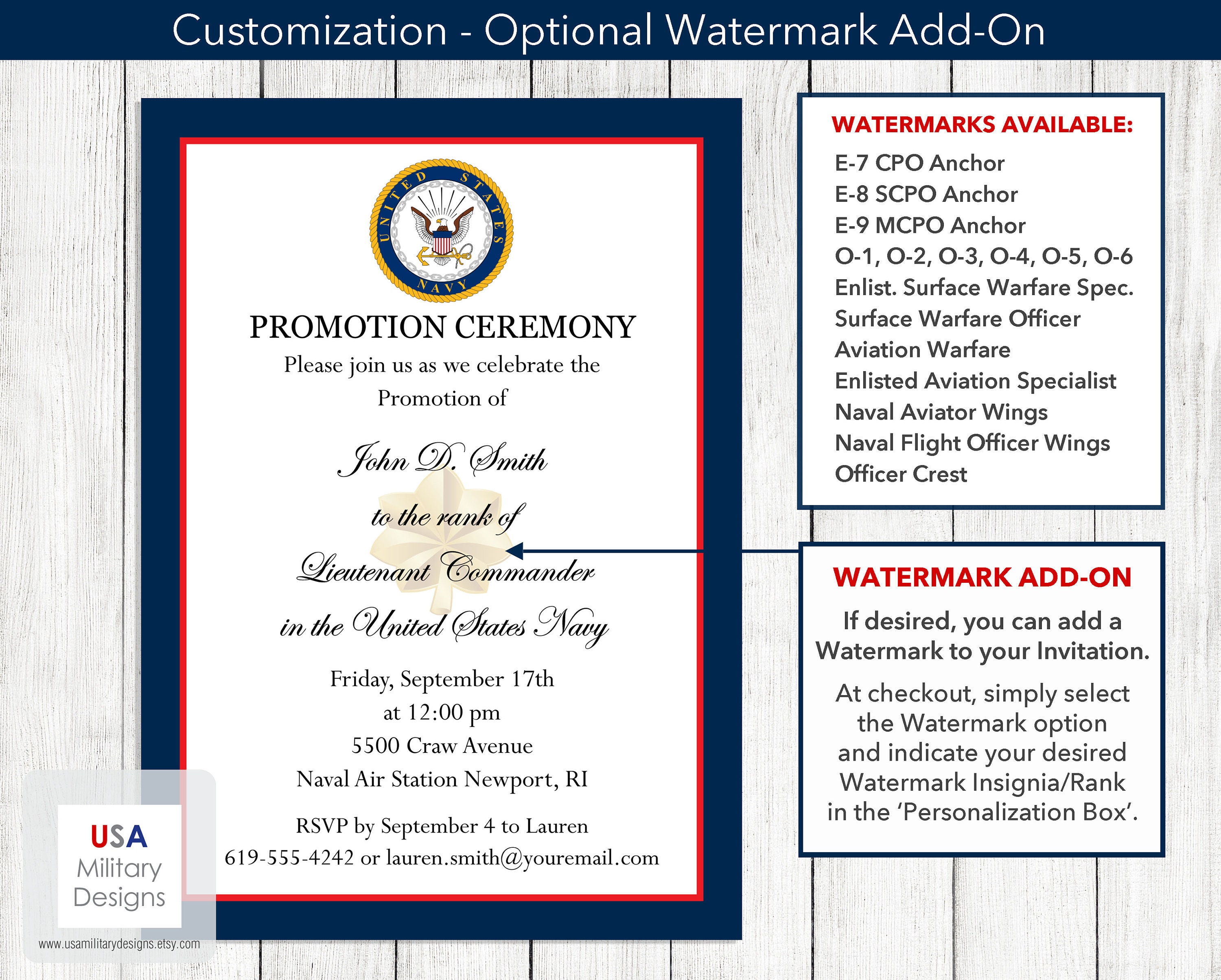 Navy Promotion Ceremony Invitation, Printable US Navy Promotion