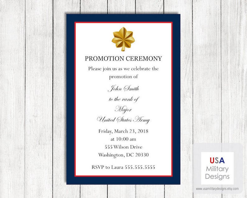 Army Promotion Ceremony Invitation Printable Army Promotion Etsy