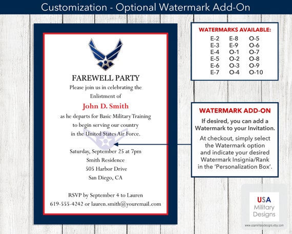 Air Force Farewell Invitation Printable Us Air Force Farewell Etsy