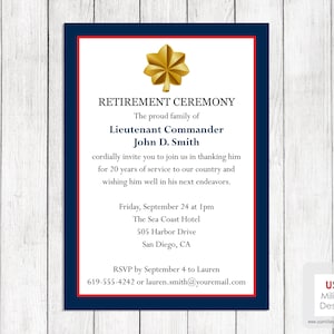 Navy Retirement Ceremony Invitation, Printable US Navy Retirement Invitation, Military Retirement Invitation, Military Retirement