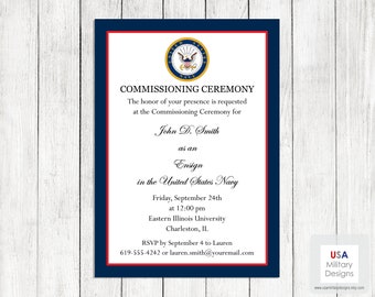 Navy Commissioning Ceremony Invitation, Printable US Navy Commissioning Ceremony Invitation, Military Commissioning Invitation