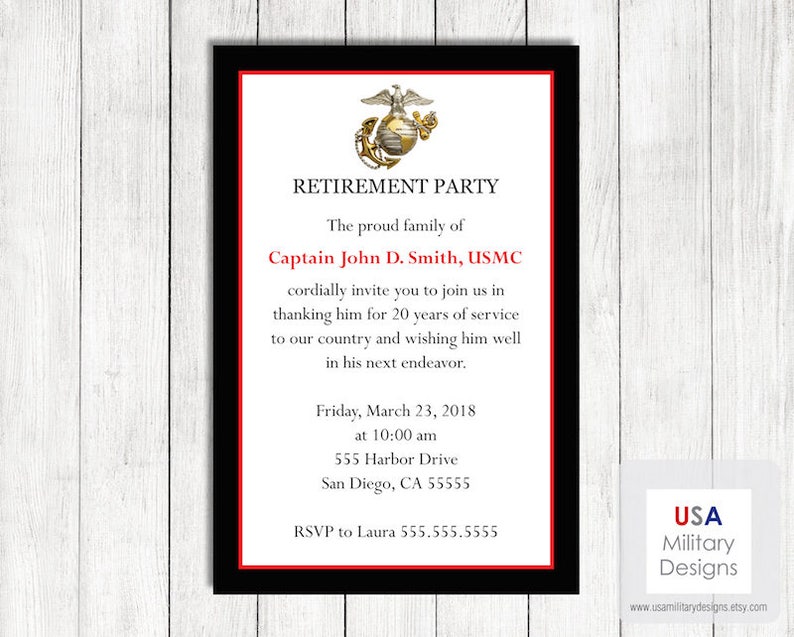 Maritime Corps Retirement Invitation, Printable Maritime Corps Retirement Invitation, Army Retirement Celebration Invitation picture about Printable Marine Corps Emblem titled Maritime Corps Retirement Invitation, Printable Maritime Corps Retirement Invitation, Military services Retirement Celebration Invitation