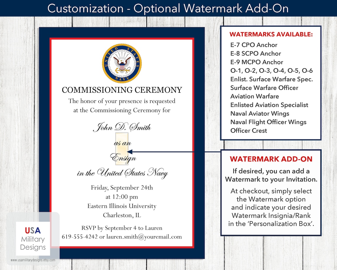 Navy Commissioning Ceremony Invitation, Printable US Navy Commissioning