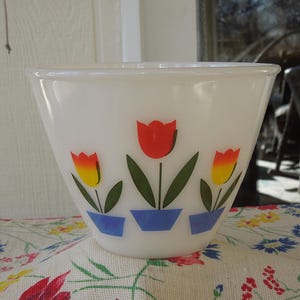 Fire King Oven Ware Bowl. Tulip Pattern. Smallest Bowl or Grease Bowl. 5 1/2&quot; .