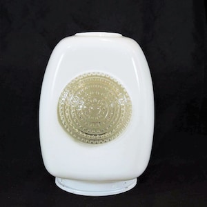 Vintage Ceiling Glass Globe. White Porch Fixture. Light Shade.