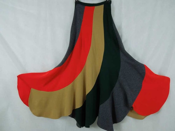 Vintage Paneled Skirt. Long Wool Swirl Skirt. Pee… - image 2