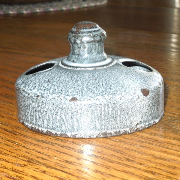 Grey Graniteware Biscuit Cutter. Primitive Kitchen Tool. Very Hard To Find.