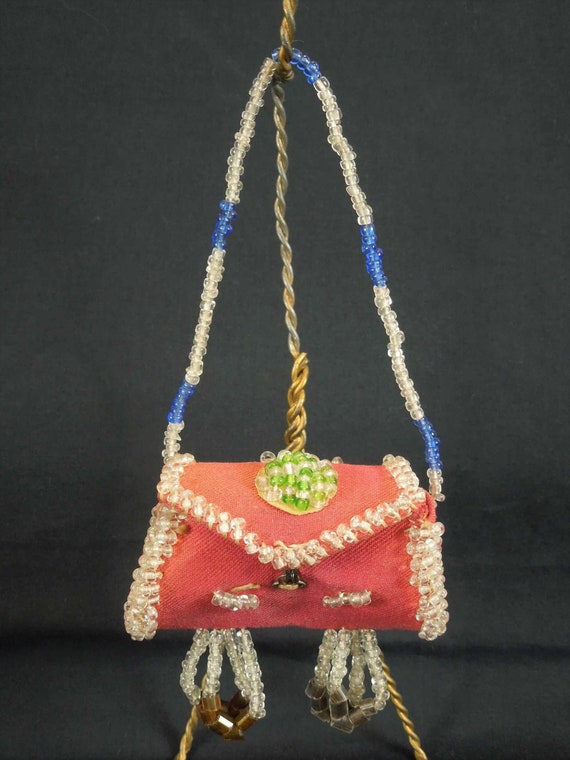 Antique Iroquois Beaded Purse. Native American "Wh