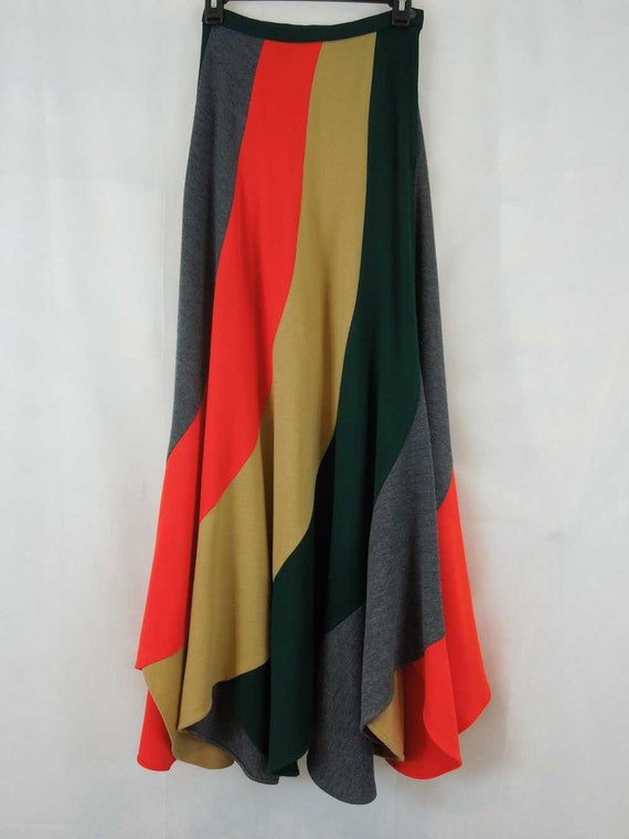 Vintage Paneled Skirt. Long Wool Swirl Skirt. Pee… - image 1