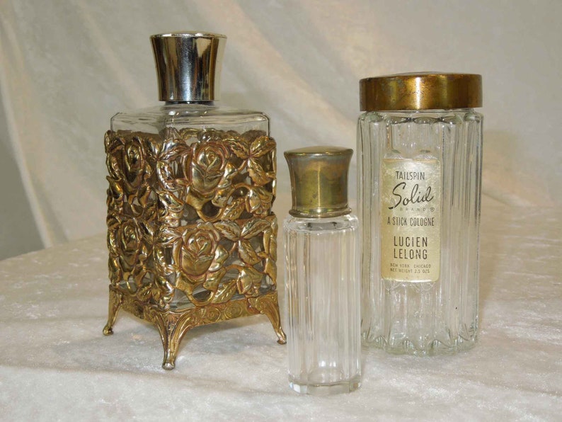Vintage Perfume and Cologne Bottles. Set of 3. Gold Tone Etsy