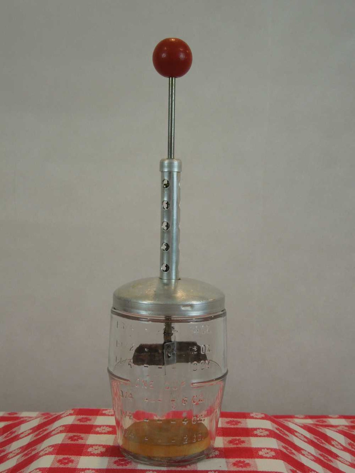 Vintage Food Chopper. Glass w/ Spring Metal Plunger. Red Ball Etsy