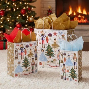 NUTCRACKER DANCE Design Christmas Shopping Gift Paper Gloss ((Bag Only)) Choose Size