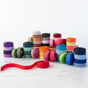 Cinta enrollada de grogrén sólido de 7/8", 100 % poliéster, ideal para hacer moños para el cabello. Elige el color y la cantidad de yardas.