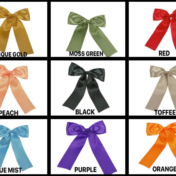 Set of 5 Pre-made Satin Bows with Wire Tie Included Choose Color And Ribbon width 3/8", 5/8", 7/8" or 1-1/2"