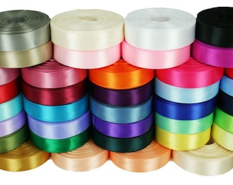 Pack of 41 Colors Rolled up 5/8" SINGLE FACE SATIN Ribbon 100% Polyester Bulk Buy! Choose Yards Per Roll