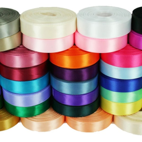 Pack of 41 Colors Rolled up 5/8" SINGLE FACE SATIN Ribbon 100% Polyester Bulk Buy! Choose Yards Per Roll