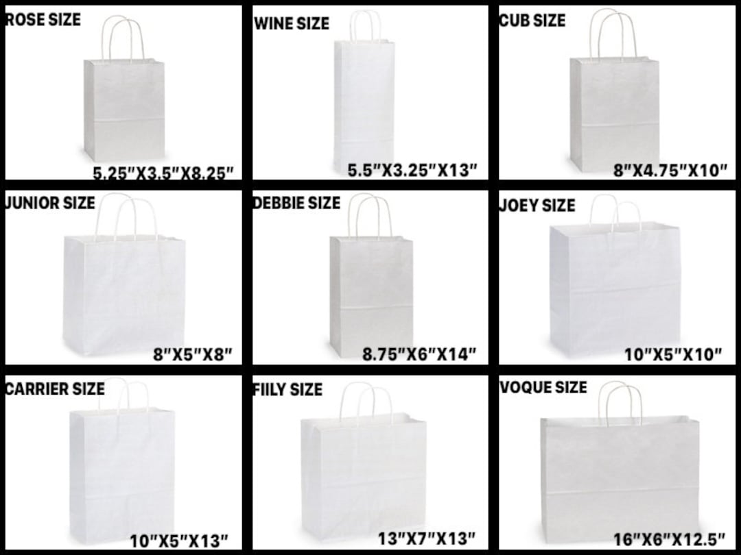 White Paper Shopping Bags - 10 x 5 x 13, Debbie