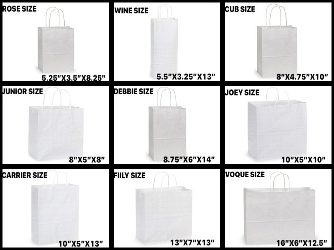 White Paper Shopping Bags - 10 x 5 x 13, Debbie