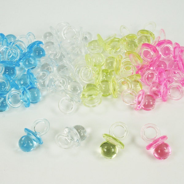 MINI 3/4" x 1/2" Acrylic Pacifiers Baby Shower Favor Choose Color & Package Amount