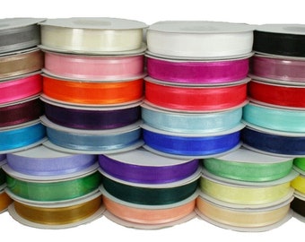 Pack of 35 Assorted Colors 5/8" ORGANZA SATIN EDGE Ribbon Choose Yards Per Color Bulk Buy