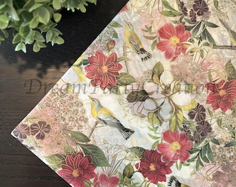 BOTANIC and BIRDS Design Print Gift Grade Tissue Paper Sheets Choose Size & Package Amount