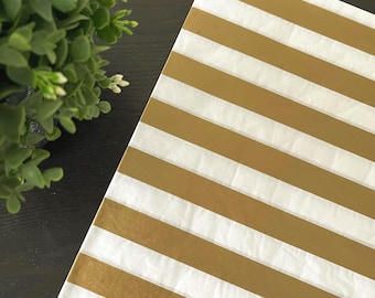 GOLD METALLIC STRIPES Design Gift Grade Tissue Paper Sheets Choose Size & Package Amount