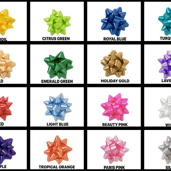 Small Star Gift Bows 2-1/2" Bows 12 Loops Easy peel & stick Choose Color and Pack amount