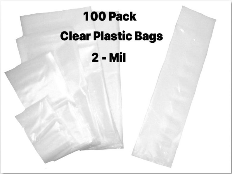 100 Pack Clear Lay FLAT Poly Plastic Bags 2 Mil Over 35 Etsy