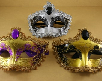 1 Venetian Mardi Gras MASQUERADE MASK Choose Color (CLOSEOUT)