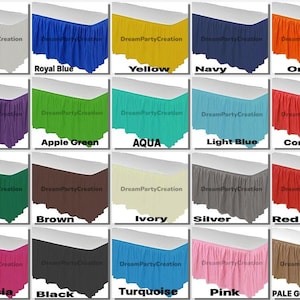 Party TABLE SKIRT, 29&quot; X 14&#39;  Pleated Plastic Disposable Waterproof Table SKIRT Choose Color