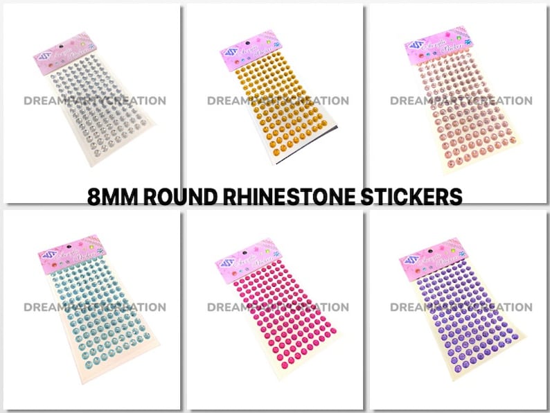 8MM ROUND Rhinestone Self Adhesive Acrylic STICKERS 130 Pieces - Etsy