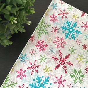 BRIGHT SNOWFLAKES Design Gift Grade Tissue Paper Sheets Choose Size & Package Amount
