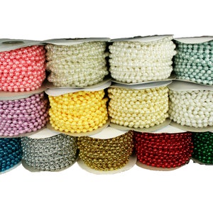 6MM Faux Pearl Plastic BEADS on a String Craft ROLL 12 yards ( Equals 36 Feet) Choose Color