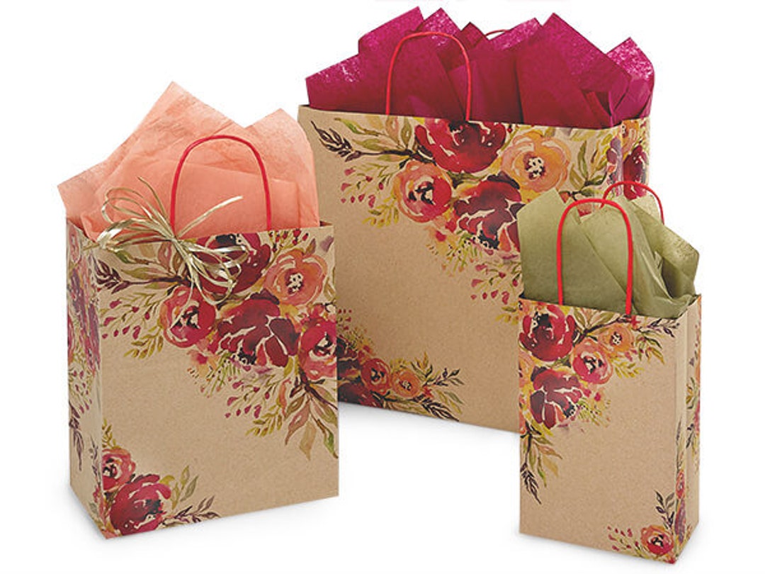 ROMANTIC BLOOMS Design Shopping Gift Paper bag ONLY Choose Size Package Amount Etsy Canada