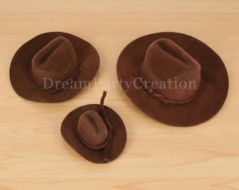 Mini BROWN Felt COWBOY HAT Western Wedding Party Favor Choose Size & Package Amount
