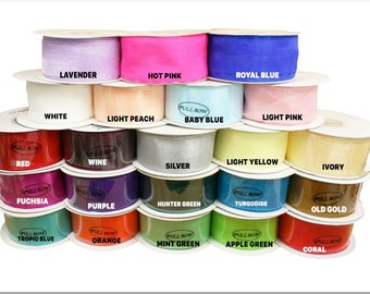 1-1/2" PLAIN Sheer Organza PULL Bow Ribbon 25-yard  Non-Wired Choose Color (CLOSEOUT)