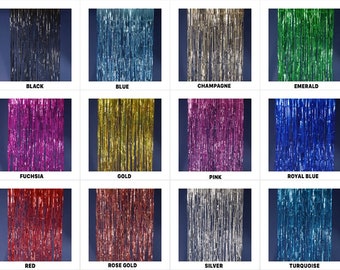 FOIL BACKDROP 40"x10' Party Metallic Fringe Curtain Drapes Style Choose Color