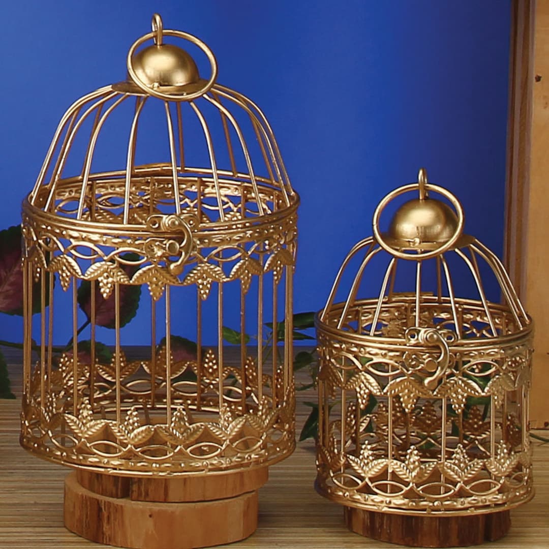Small Decorative GOLD Metal Bird Cage Grape LEAF Design Etsy