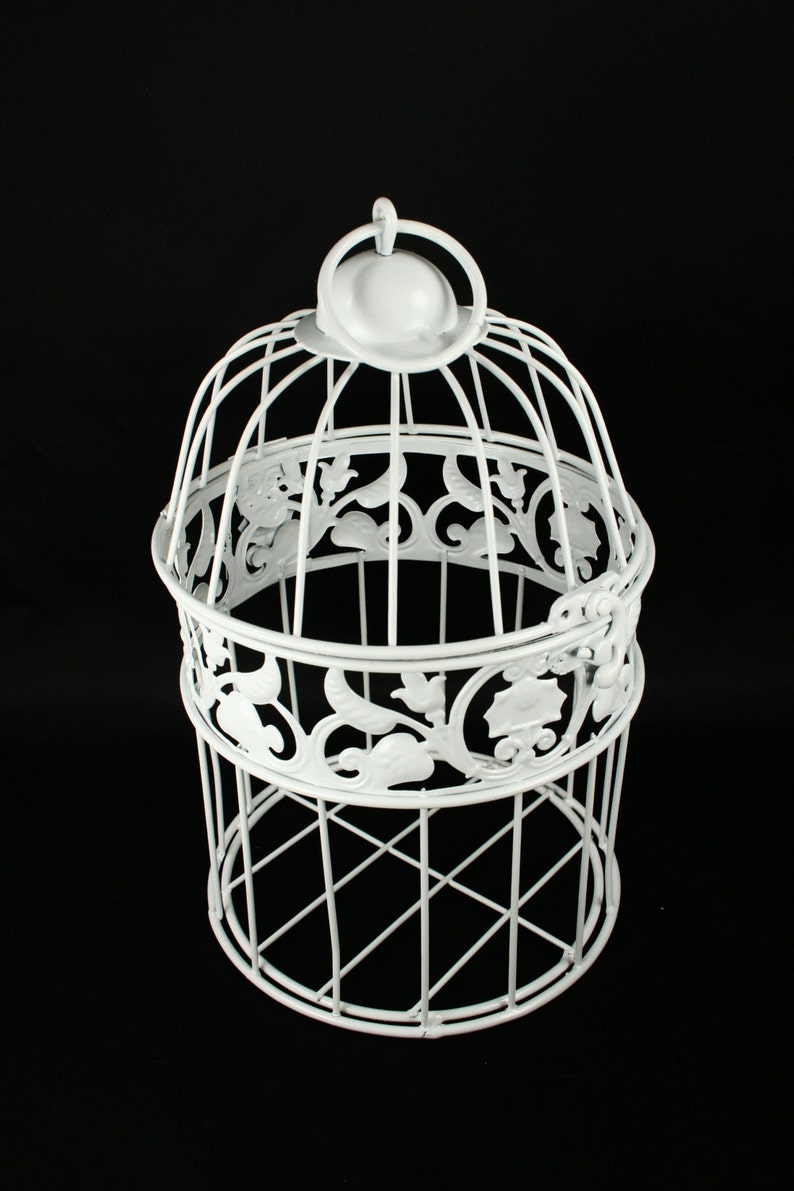 Small Decorative White Metal Bird Cage Wedding or Home Table Decor Choose Size image 1