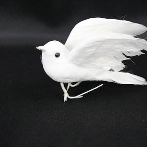 Artificial Doves 4 Inch Wingspan White Flocked Body and Natural Feather Wings and Tail Choose Package Count image 1